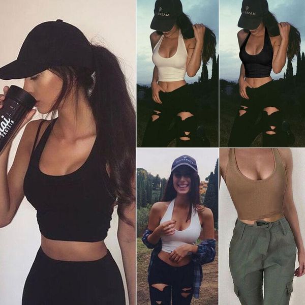 

women's tanks & camis 2021 ladies solid sleeveless fashionable crop tank summer casual vest streetwear clubwear feamle, White