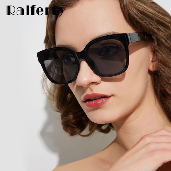 

sunglasses ralferty oversized square women 2021 fashion flat black clear lens gafas shade mirror w95022, White;black