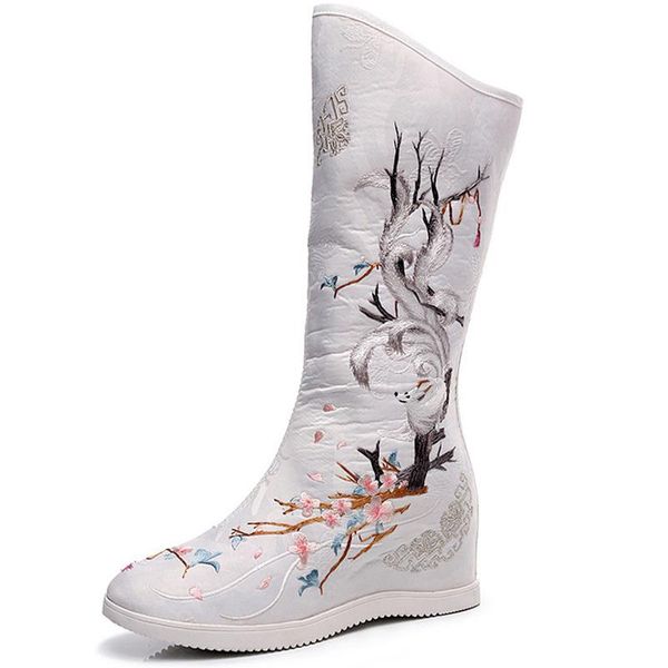 

boots women hanfu shoes high single floral embroidered women's cloth, Black
