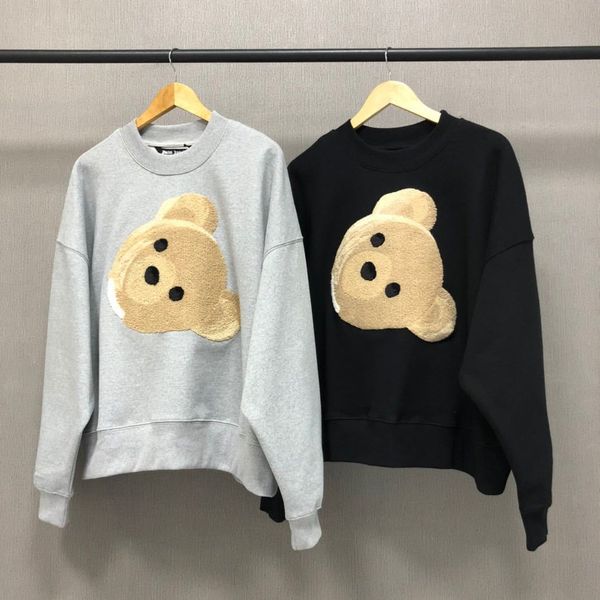 

towel embroidered sweater with guillotine bear, Black