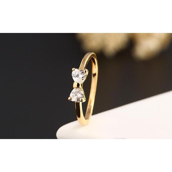 

sweet bowknot ring with zircon ring on diamond ring wom sqcwoa queen66, Silver