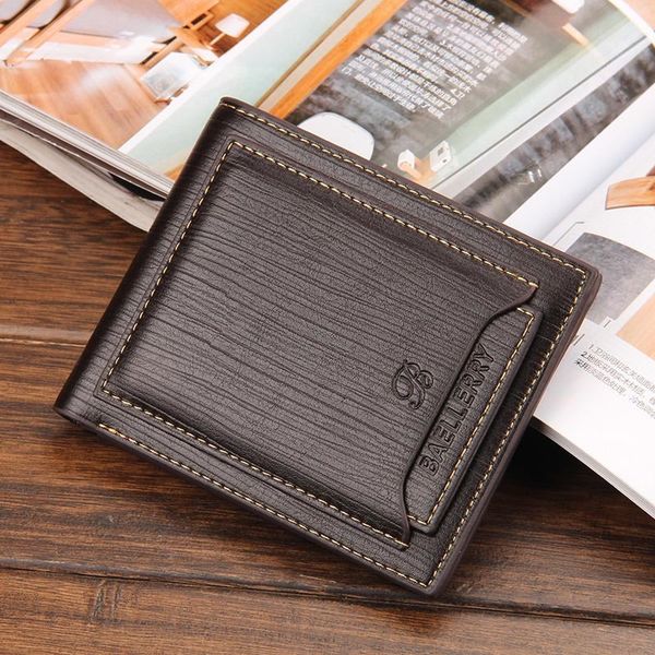 

short leather brand wallet men credit card holders purse vintage male clutch trifold man money bag clip cuzdan w030, Red;black