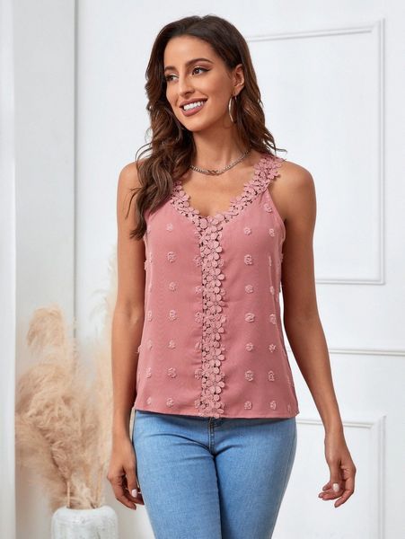 

guipure lace panel swiss dot tank g6es#, White