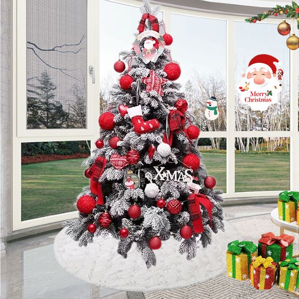 

1pc white christmas skirt snowflake plush fur carpet xmas tree ornaments navidad floor mat new year natal noel decoration, Black