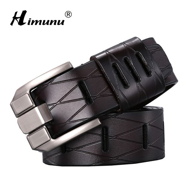

himunu] new arrivals cowskin genuine leather belt for men luxury drand designer belts men jeans men belt 201106, Black;brown