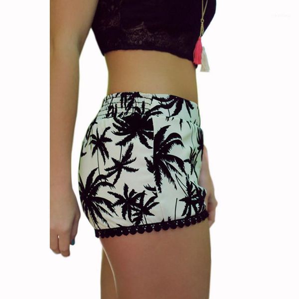 

women's shorts summer fashion women casual print sport elastic short pants beach wear high waist black for female1, White;black