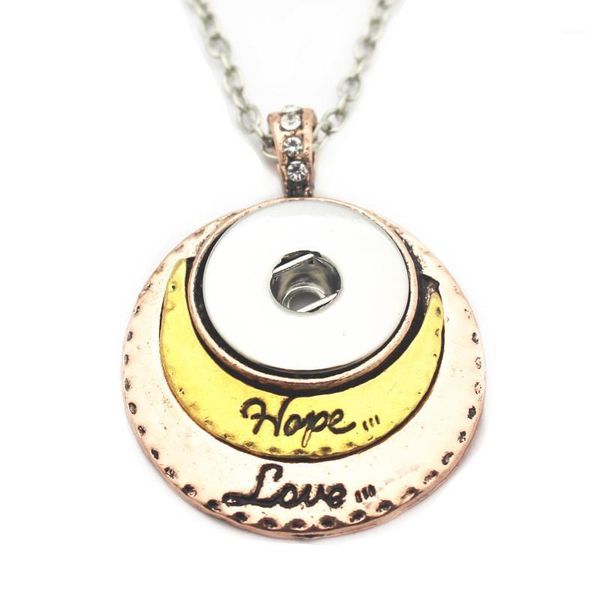 

gold sterling jewelrymetal 18mm snap necklace bohemian love hope pendant necklace for women1, Silver