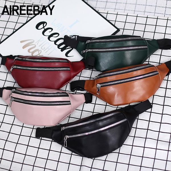 

outdoor bags women chest bag waist packs for female pu leather fanny ladies fashion banana belt bum sports shoulder bag1