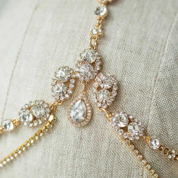 

crystal forehead headband wedding bridal hair chain headpiece for women rhinestone waterdrop head chain headwear hair jewelry, Slivery;golden