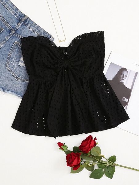 

schiffy knot front shirred back smock 90op#, White