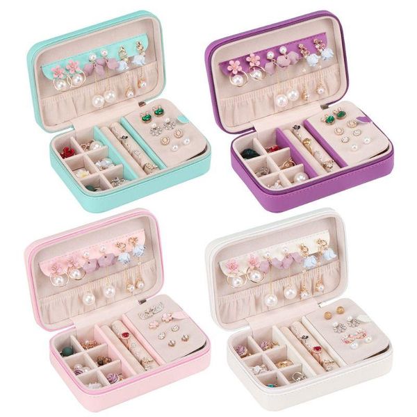 

женщины девушка многофункциональной простая кожа pu jewelry box переносные путешествия серьга кольцо ожерелье случай хранение, Pink;blue