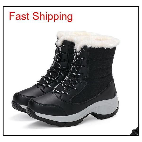 

2020 women boots non-slip new platform winter women snow boots warm mid-calf women lace-up comfortable ladies boots chaussures femme nymbh