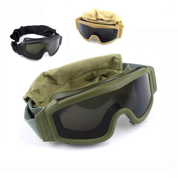 

outdoor eyewear black tan green tactical goggles shooting sunglasses 3 lens army paintball motorcycle windproof wargame glasses1