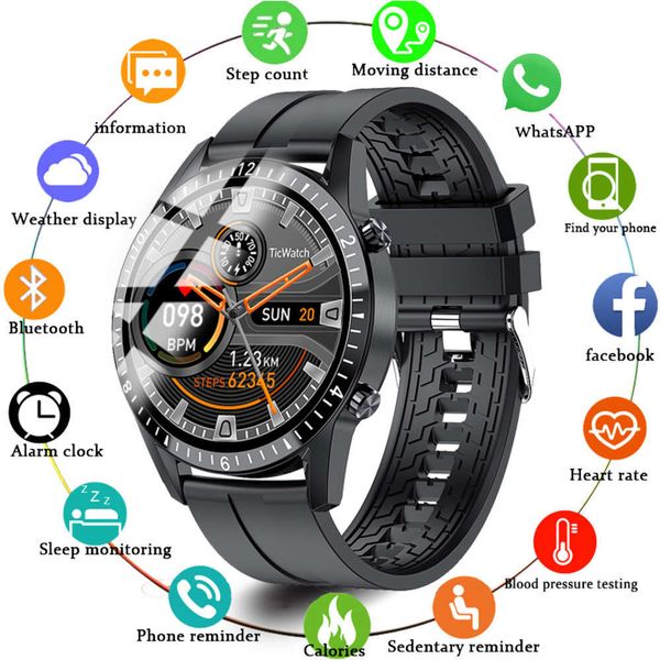 

smart watch ip68 men's sports device with touch screen, waterproof, bluetooth connection for android and ios, 2020bgt