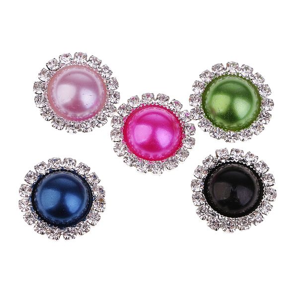 

5 pieces multicolored crystal acrylic rhinestone buttons embellishments hairbow center ribbon brooch decor 18mm