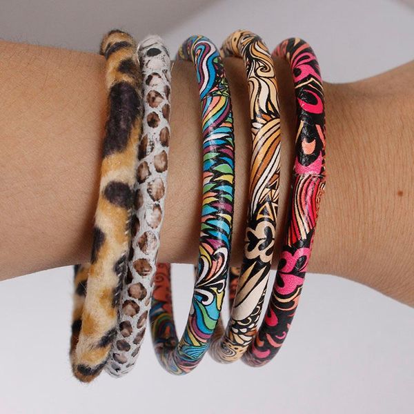 

bangle 2021 bohemian bracelet pu leather women's snakeskin pattern printed, Black