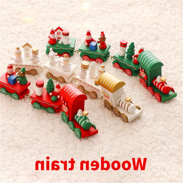 

wood christmas train santa/bear/snowman painted xmas decoration kid toys navidad new year gift ornament for home party decor