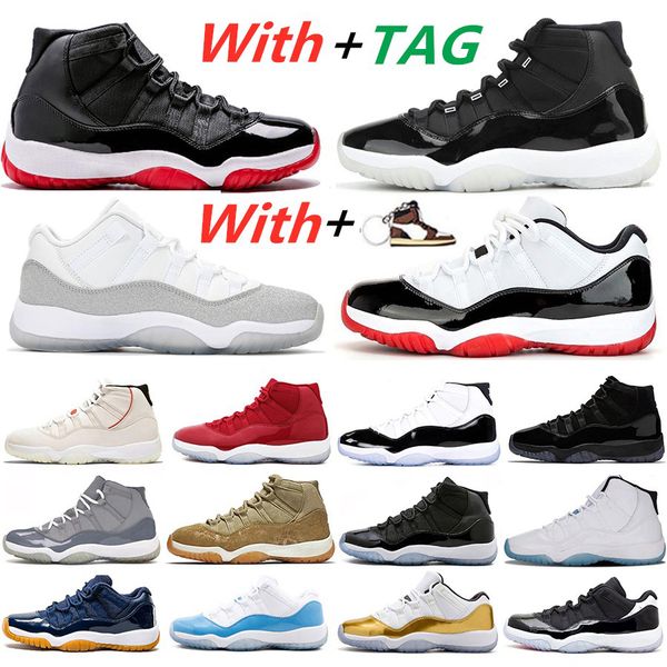 

new arrival 25th anniversary 11 concord 45 basketball shoes white bred metallic silver cap and gown gym red 11s women mens trainers sneakers, White;red
