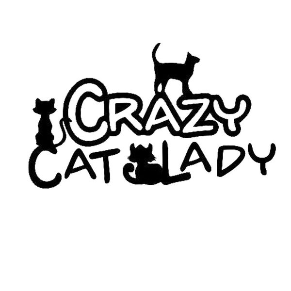

14cm*8cm crazy cat lady sticker vinyl decal car sticker black/sliver c8-0033