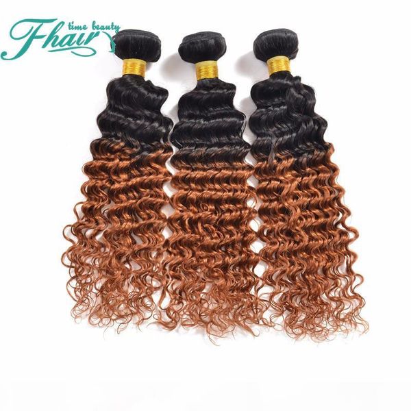 

high products 8a indian hair brown ombre wavy hair bundles 3pcs lot two tone 1b 30 honey ombre deep wave human hair extensions, Black