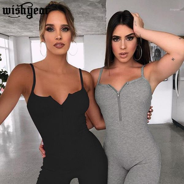 

summer zipper v neck knit rib bodycon playsuit fitness sportswear sleeveless high street sport biker biker shorts romper1, Black;white