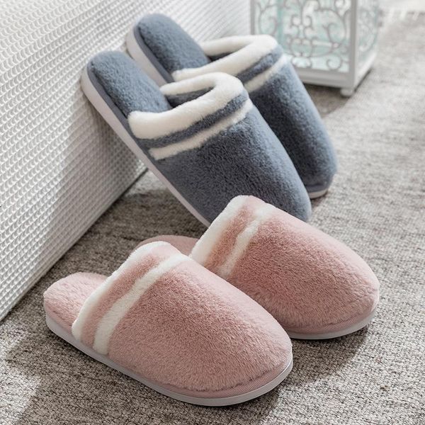 

slippers luxury faux suede home women full fur winter warm plush bedroom non-slip couples shoes indoor ladies furry, Black
