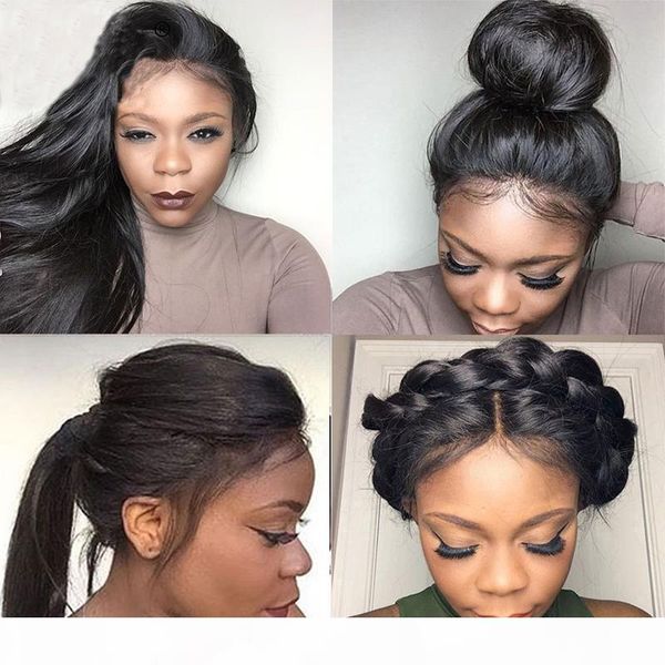 

natural color silk straight pre plucked with baby hair brazilian full lace human hair wig for women, Black;brown