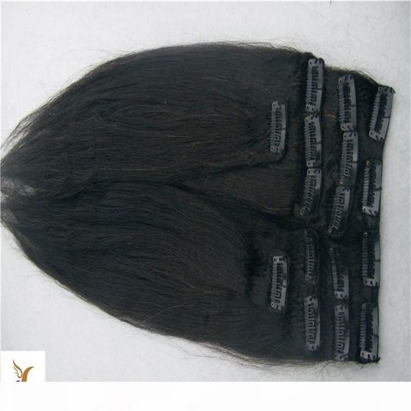 

black color brazilian straight clip in human hair extension 8a unprocessed hair in clips f remy hair 7pcs 100g