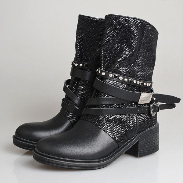 

2020 winter high fall heels ankle for woman platform shoes leather ladies boots mujer size47 lny6, Black