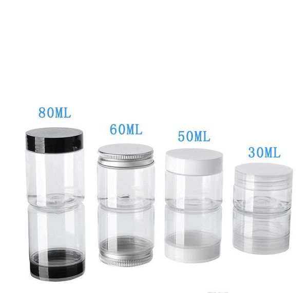 

30 40 50 60 80ml plastic jars transparent pet plastic storage cans boxes round bottle with plasti bbycel lg2010