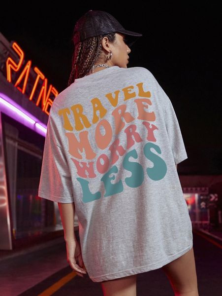 

slogan graphic drop shoulder oversized tee t1yq#, White