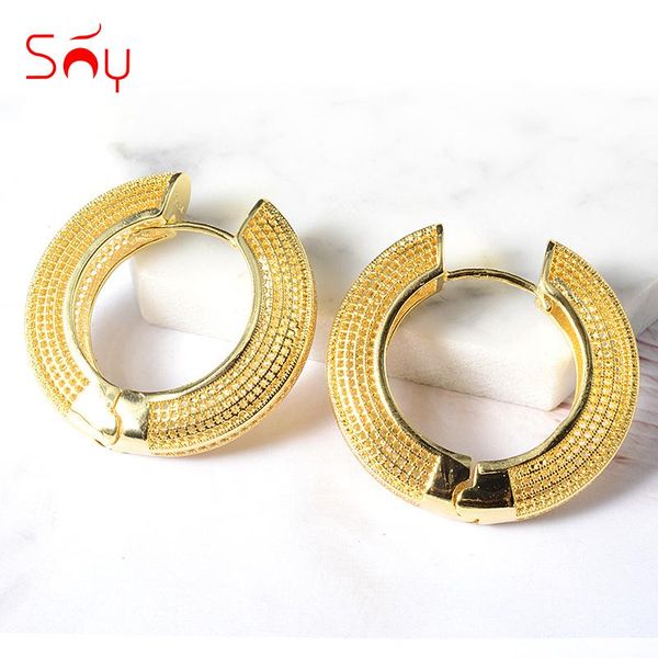 

hoop & huggie sunny jewelry fashion classic for women big earrings romantic wedding party anniversary gift trendy, Golden;silver