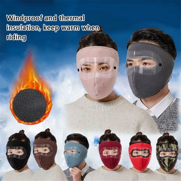 

autumn winter double layer fleece cycling mask heating thickened mask earmuffs protective ear eye windproof warm mask