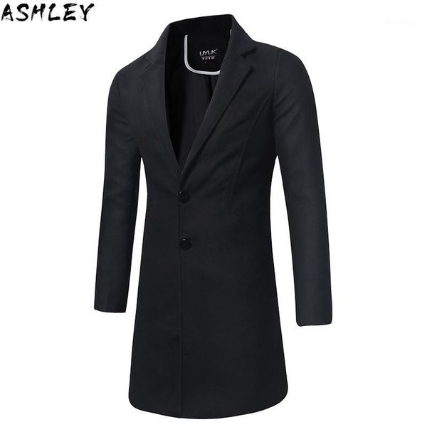 

winter autumn and men's long trench coat, slim korean fashion wool coat, large size casual business solid color men's jacket-5xl1, Tan;black