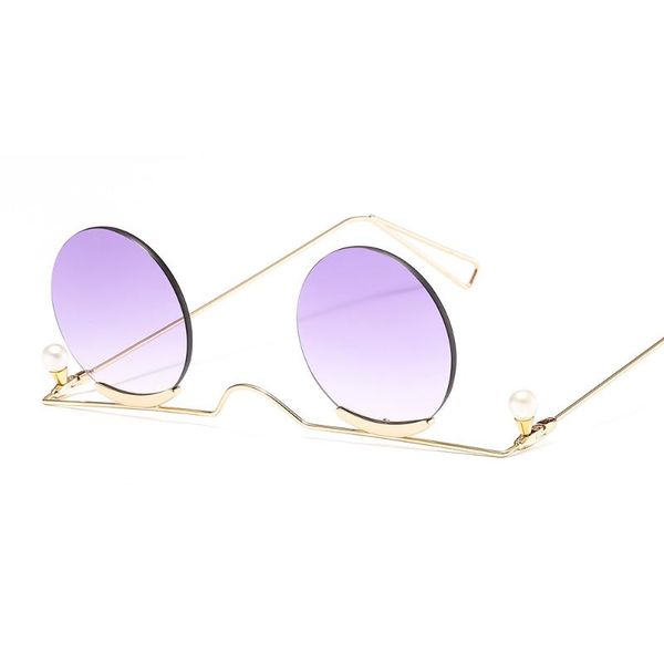 

sunglasses 2021 arrival unique rimless retro small round metal frame purple red clear lens vintage women shade eyewear o7704, White;black