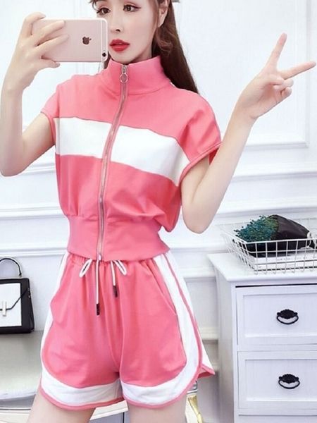 

2021 new women's fashions sports will see fashion style casual shorts temperament two-piece suit agmj, White