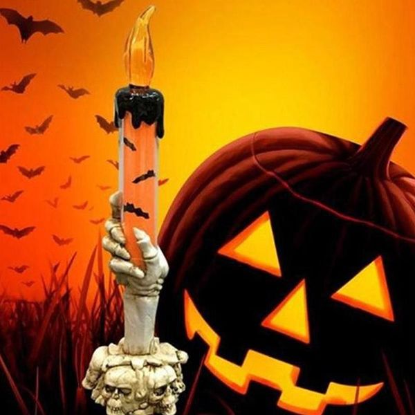 

halloween skull skeletal hand holder candle light led decoration party lamps prop happy halloween festival decoration candle