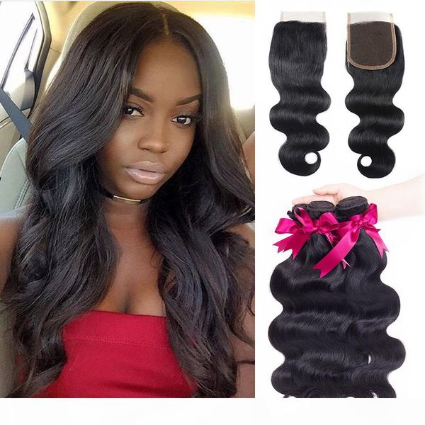 

brazilian body wave hair bundles with closure unprocessed brazilian virgin hair bundles with lace closure human hair extensions, Black;brown