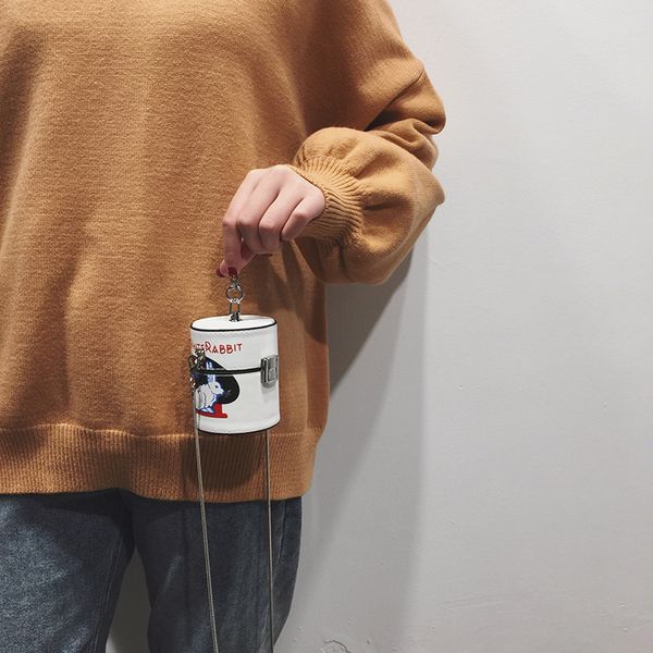 

fashion mini round box chains women shoulder bags cartoon cute messenger crossbody bag ladies funny small purses for girls 2020 c1016