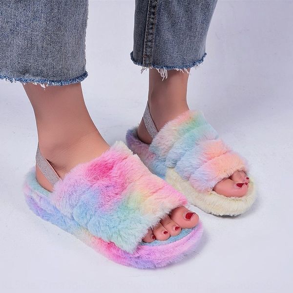 

eyjjm plush women's new open toe in autumn 2020 plush women's new open toe cotton cotton slippers slippers in autumn 2020, Black