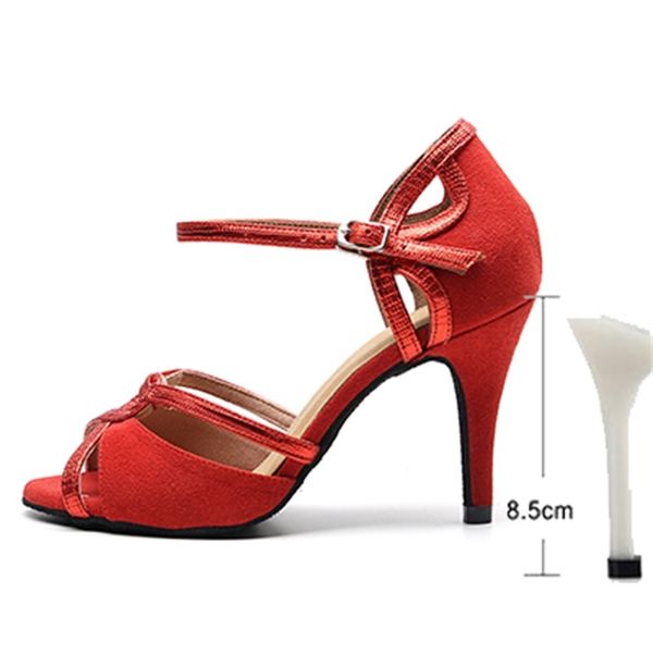 

2021 new women high heel latin ballroom red soft bottom bachata salsa dancing shoes for woman flannel waltz tango dance shoe 1 9h4s, Black