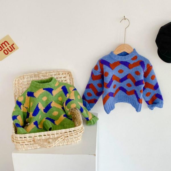 

2020 autumn new arrival girls long sleeve knitted sweaters kids sweaters girls wave sweater, Blue