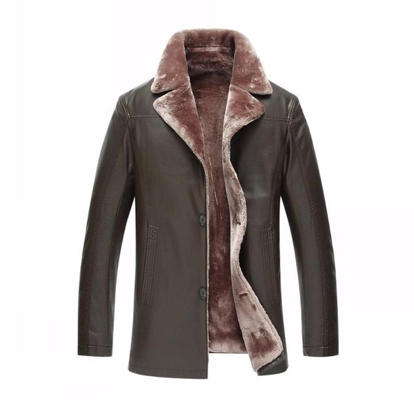 

men's fur & faux arrival casual fashion velvet thick warm winter collar mens leather coat jacket plus size m-3xl lxw 1601, Black
