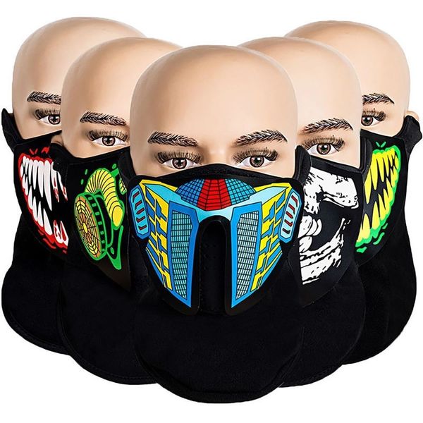

flashing fashion designer cool led luminous half face mask party event masks light up dance cosplay waterproof