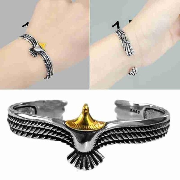 

bangle vintage viking raven eagle bracelet adjustable cuff wristband for women men bangles jewelry, Black