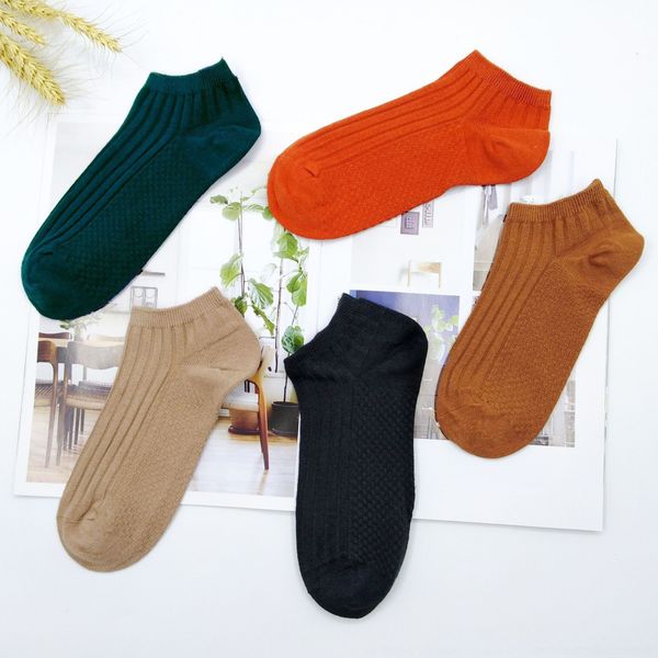 

3xfs9 boat simple color men's new breathable cotton sockspure double needle solid boat cotton socks simple shallow mouth deodorant sock, Black