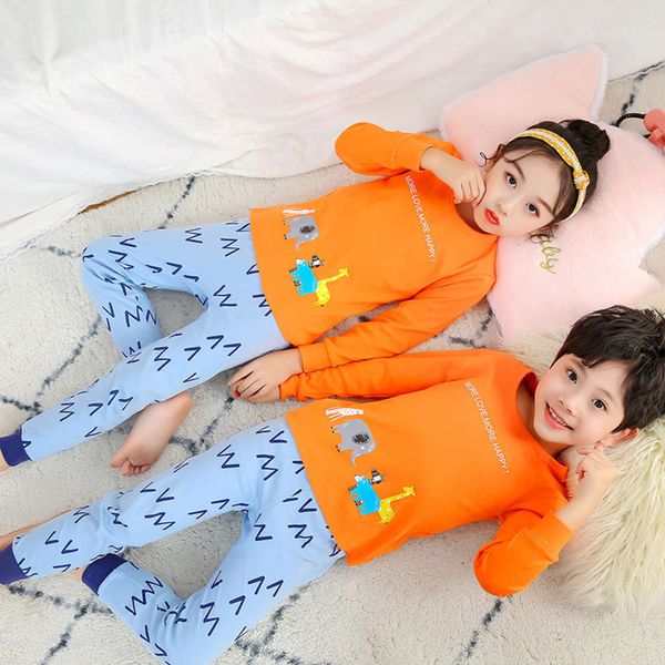 

set children's underwear pure men's women's cotton sweaters and winter pajamas baby cartoon cloth autumn pants home, Blue;red