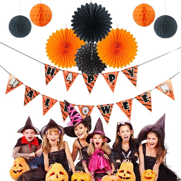 

4bejs crafts set honeycomb fan flag tassel party decorations halloween crafts set paper decoration halloween honeycomb paper decoration fan