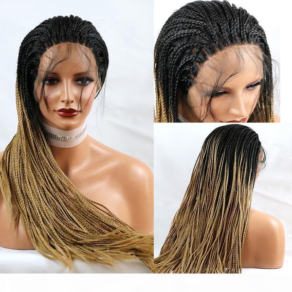 

lace front black red ombre blonde lace wigs high temperature fiber hair synthetic lace front wig long braided box braids wigs for women
