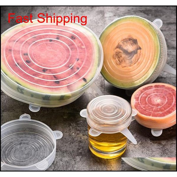 

6 pcs/set reusable sil stretch lids food cover fresh keeping sile stretch lids caps for food qyltev packing2010